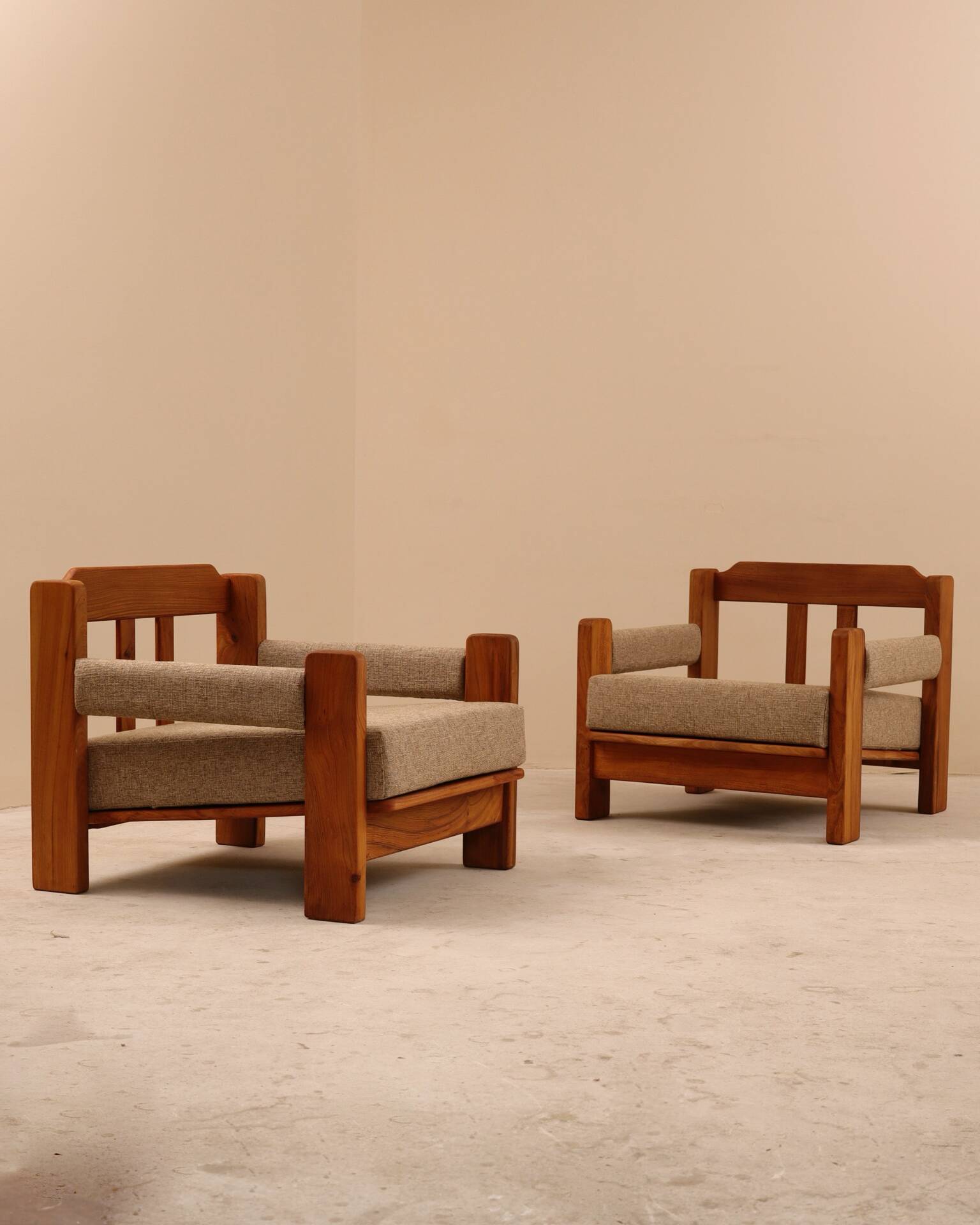 Fauteuils en orme, 1980’s