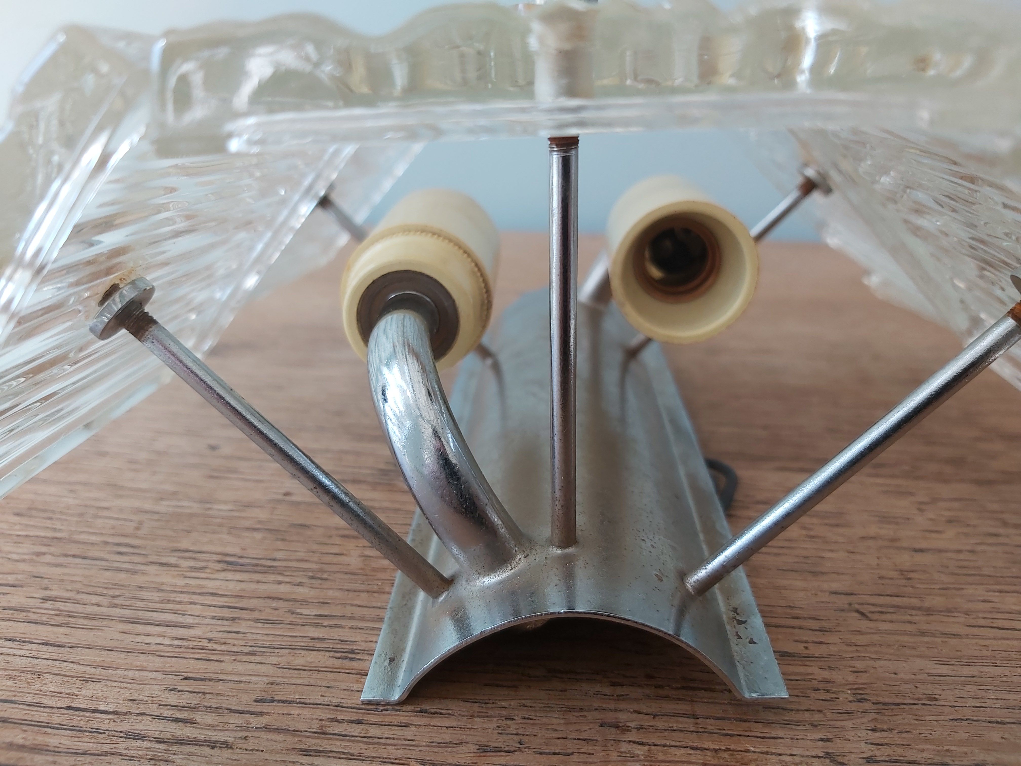 Pair of vintage frosted glass wall lamps, 1960s