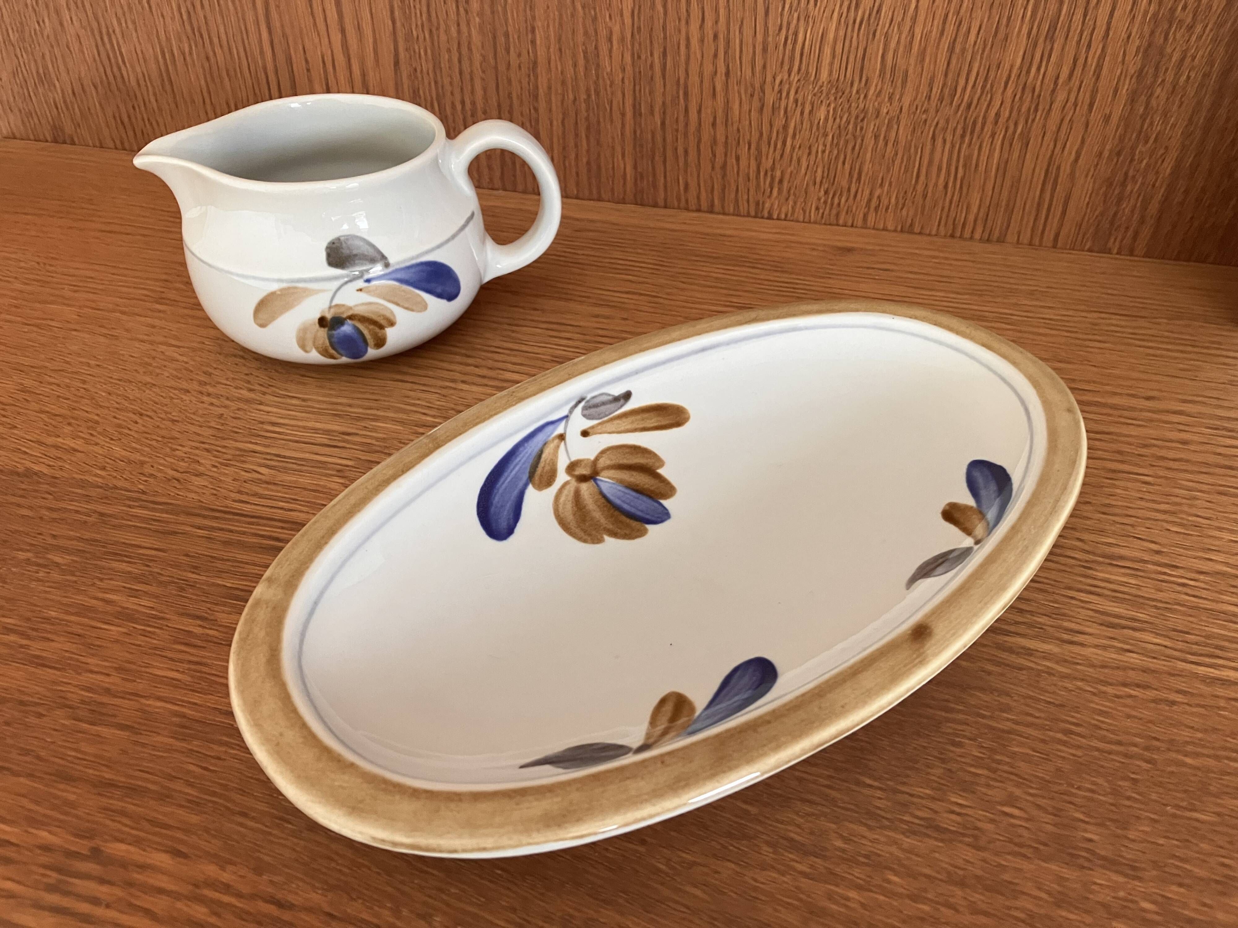 Milk jug and dish Boch Belgium La Louvière Keramis 1970s