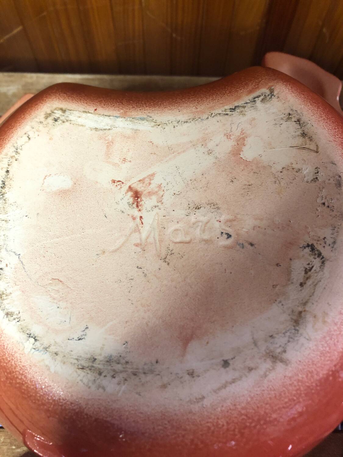 Pair of red ceramic hen dish