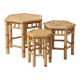 Set of three vintage rattan side tables.