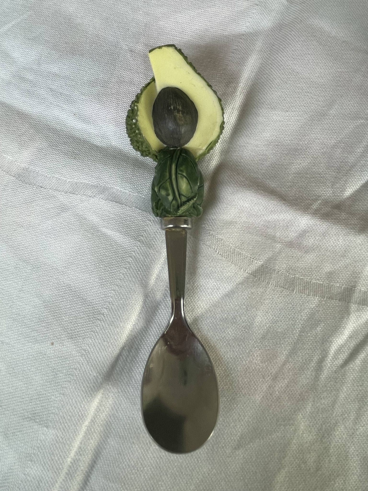 Barbotine-style avocado and 6 avocado spoons Vintage 80 Siléa