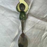 Barbotine-style avocado and 6 avocado spoons Vintage 80 Siléa