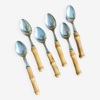 6 small vintage bamboo spoons