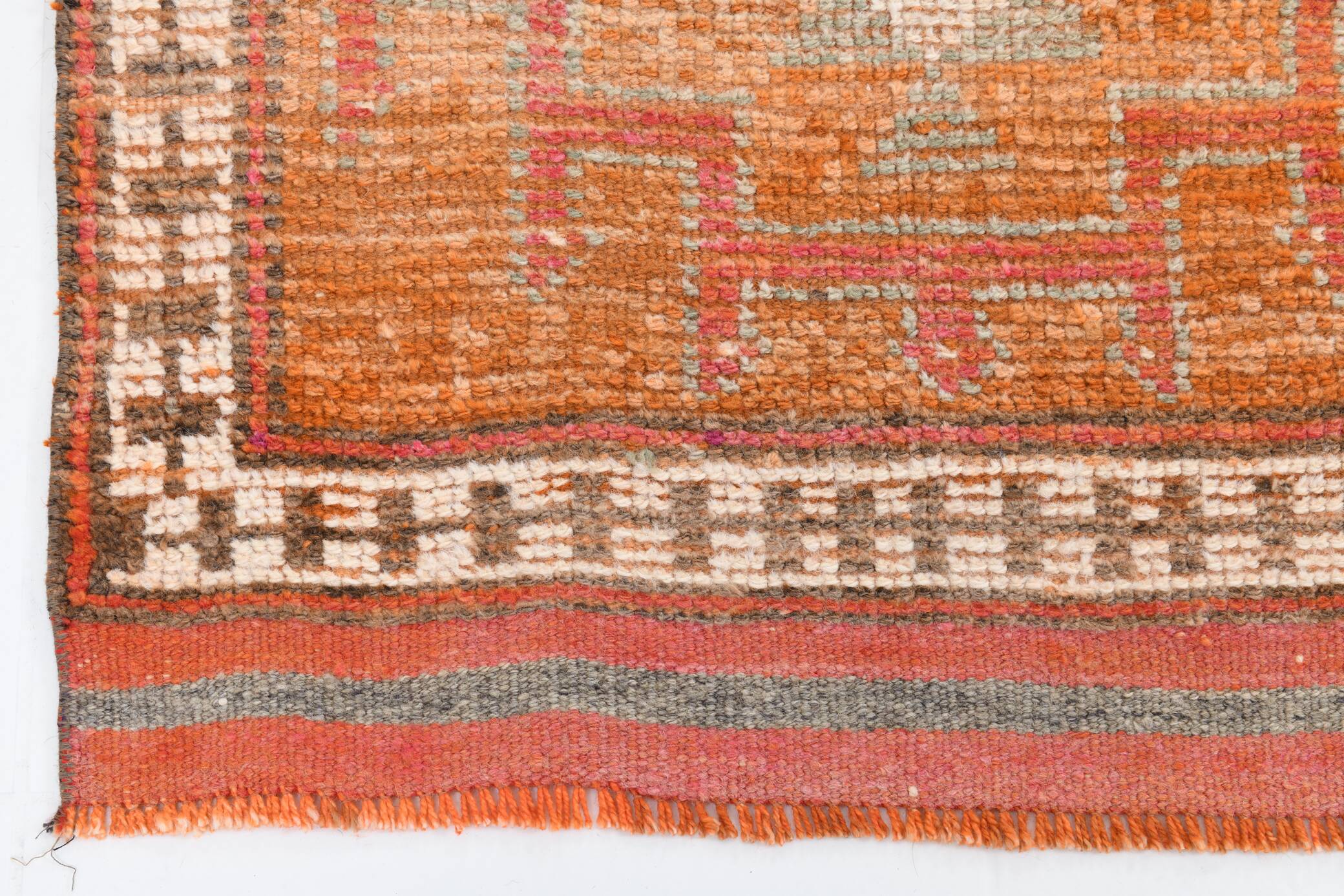 3x13 Orange Beige Vintage Runner Rug, 78x404Cm SK 6391