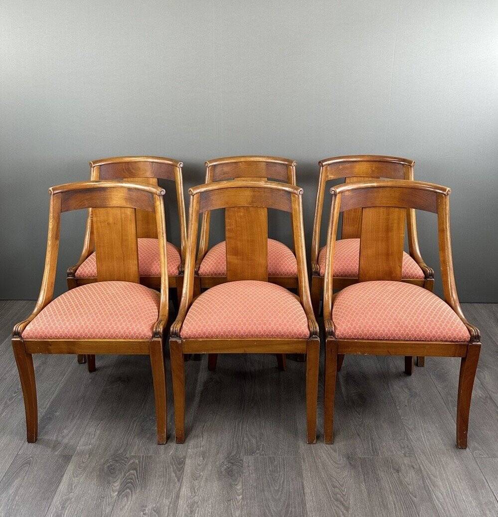 6 chaises gondole style Empire en bois, XXème siècle