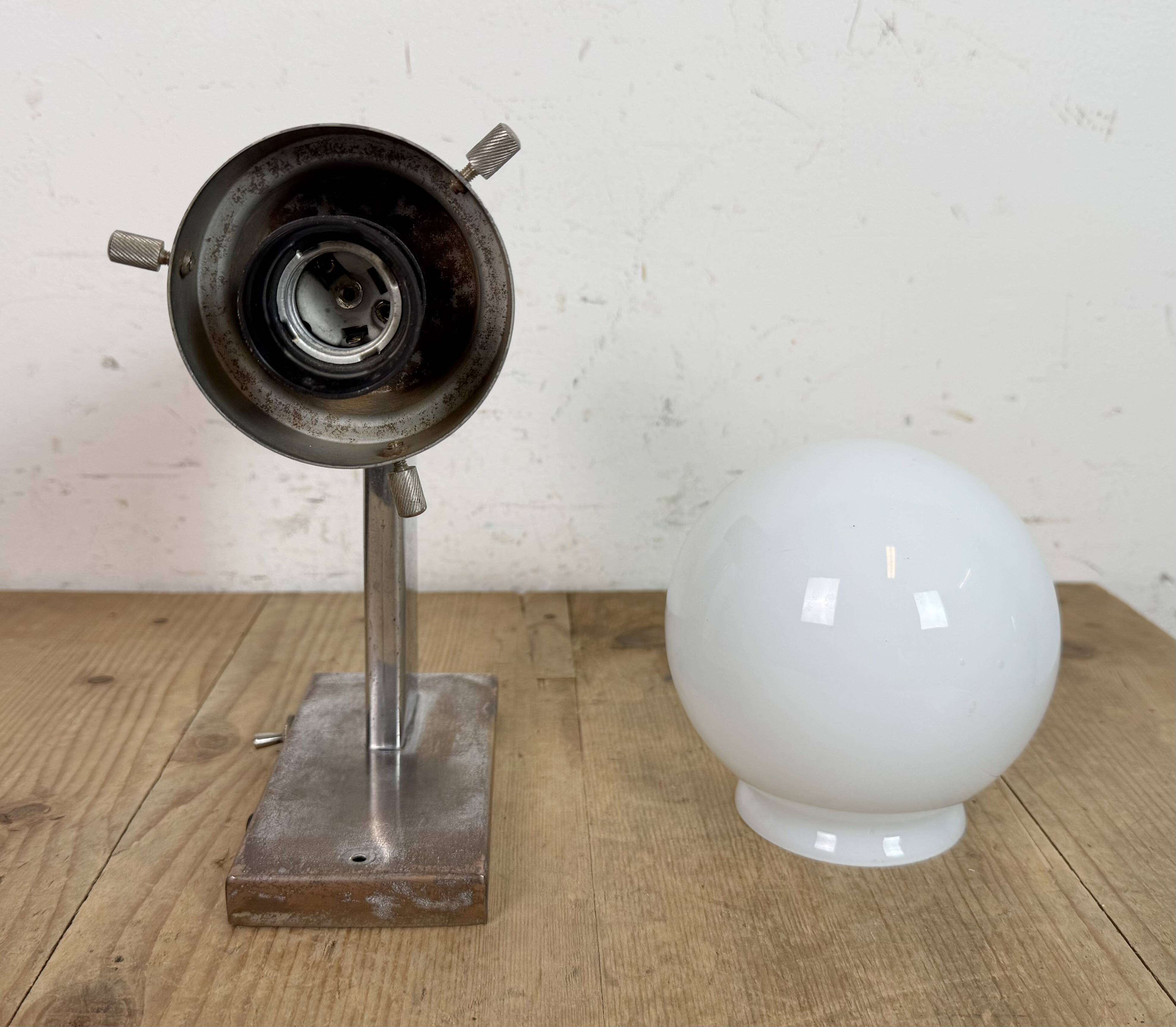 Vintage Art Deco Wall Light with Opal Glass, 1930s