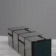 Pied de lampe vintage design "Building" acier chromé, Curtis Jere 1970s