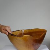 Large olive wood bowl Riviera brutalist craftsmanship circa 1950