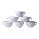 Set of 6 Bernardaud Limoges Louvre model white porcelain cups.