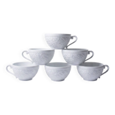 6 tasses Bernardaud Limoges modèle Louvre en porcelaine blanche