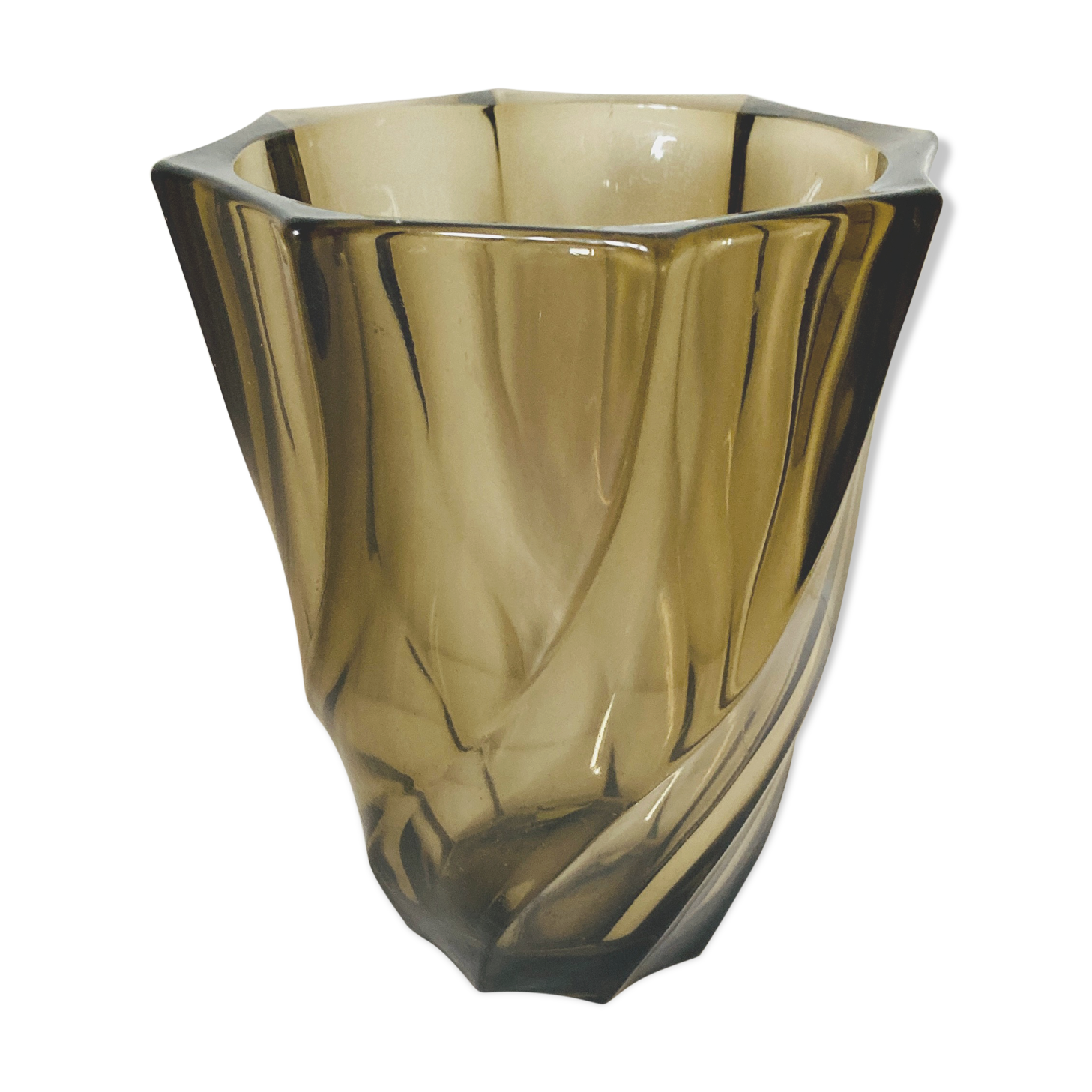 Smoked black spiral vase raise 70s