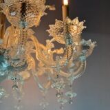 Venetian Chandelier in Colorless Murano Glass, 12 Light Arms, Circa 1900