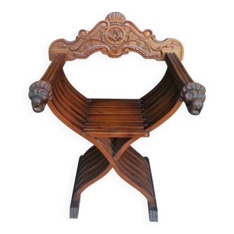 Sedia Savonarola pieghevole in stile rinascimentale, anni '50