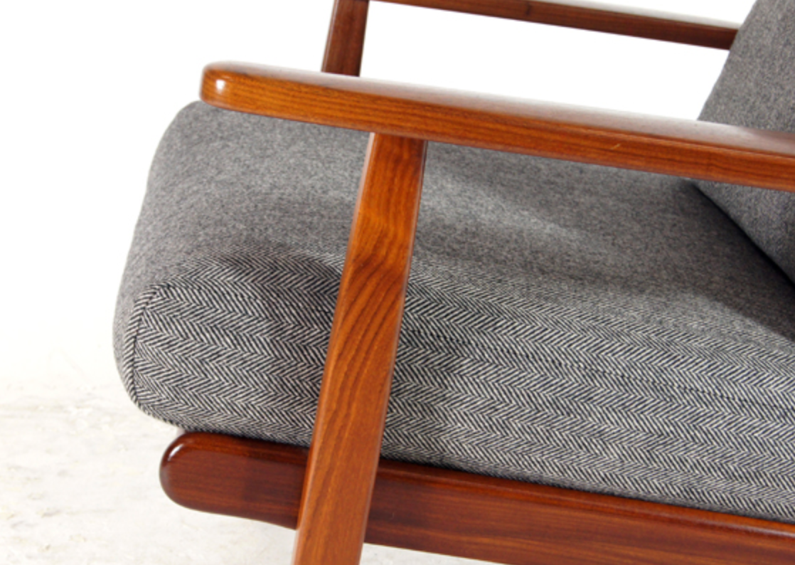 Vintage retro lounge chair in Danish teak wool