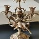 Paire de chandeliers antiques à 3 feux de lumières puttis/angelots bronze