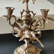 Pair of Antique 3-light candlesticks. Puttis/Cherubs. Bronze