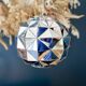 Silver-plated metal faceted ball pendant light - circa 1980