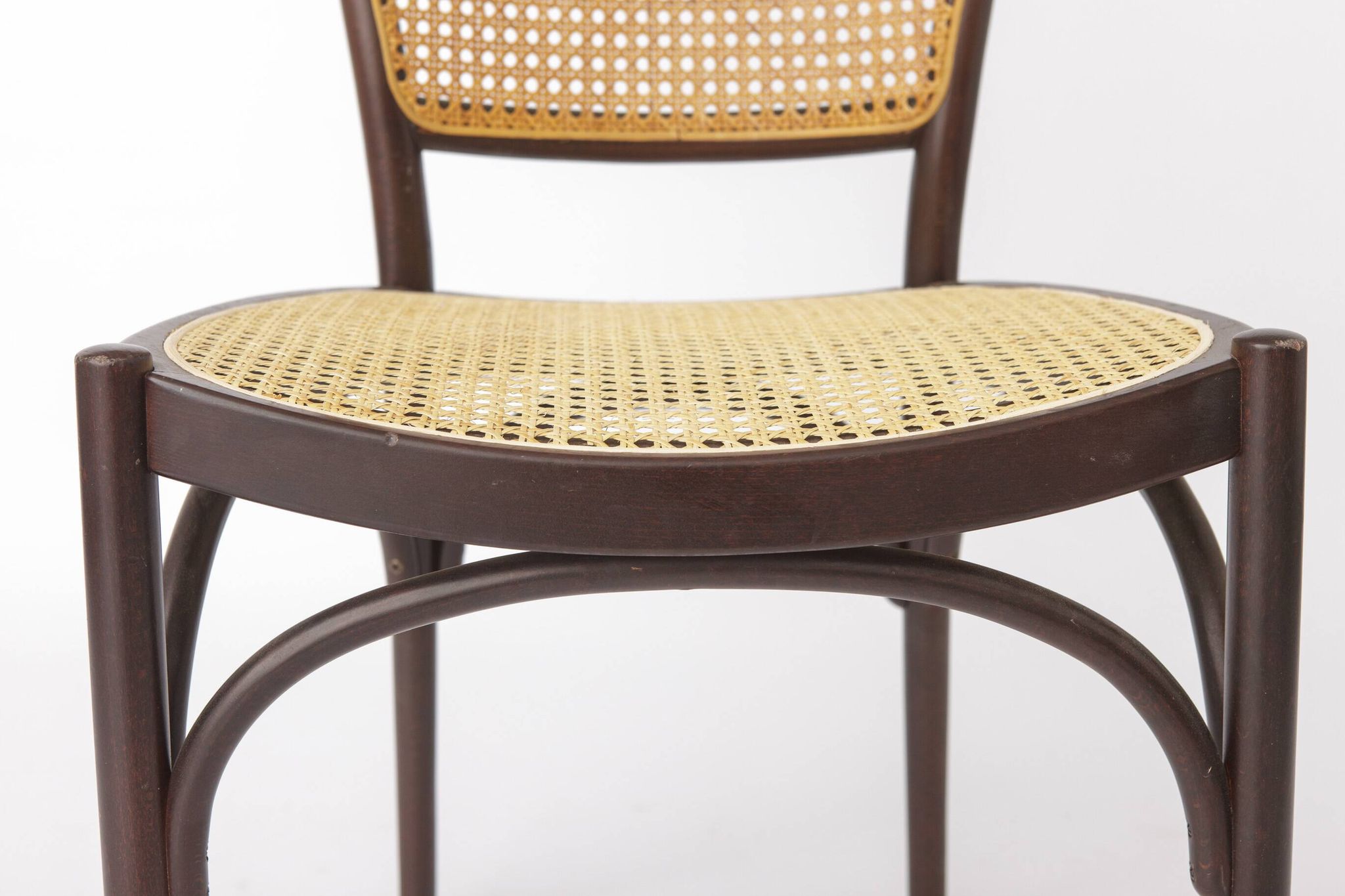 Pair of Vintage Thonet Bentwood Dining Chairs, Viennese Cane, 1960s–1970s