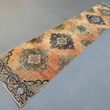 Distressed Turkish Runner 375x80 cm wool Vintage Tribal Rug
