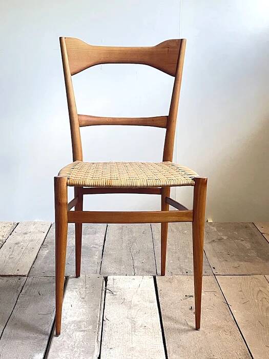 Pair of mid-century woven-seat dining chairs by G.B. Marangoni, Italy 1950s
