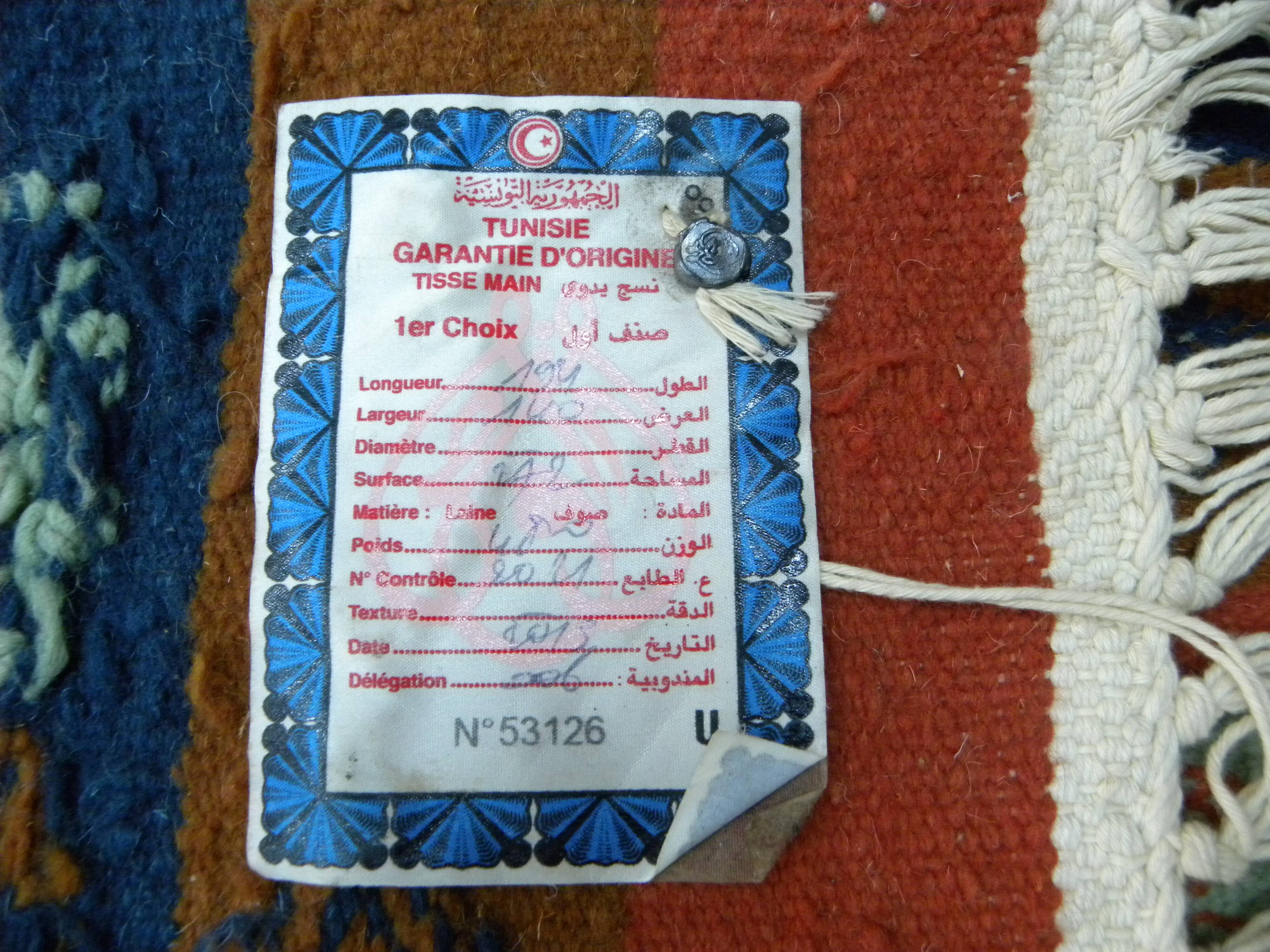 Authentic handmade Tunisian Berber kilim rug in orange wool.