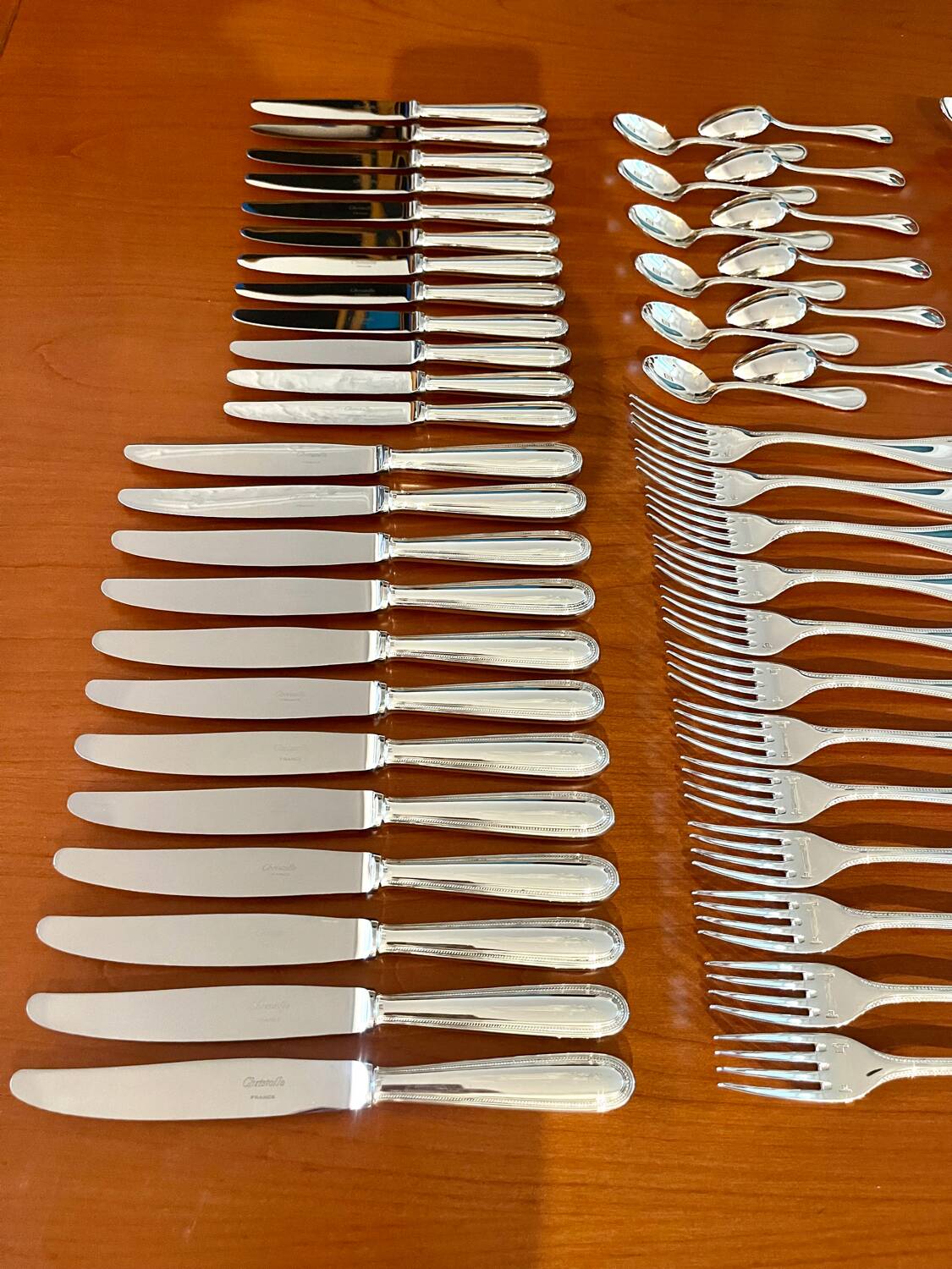 Christofle pearl flatware, 60 pieces, excellent condition
