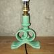 Pied de lampe en barbotine vert d’eau numéroté – annees 50