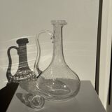 Large transparent glass carafe with a Biot stopper H32 D14.5
