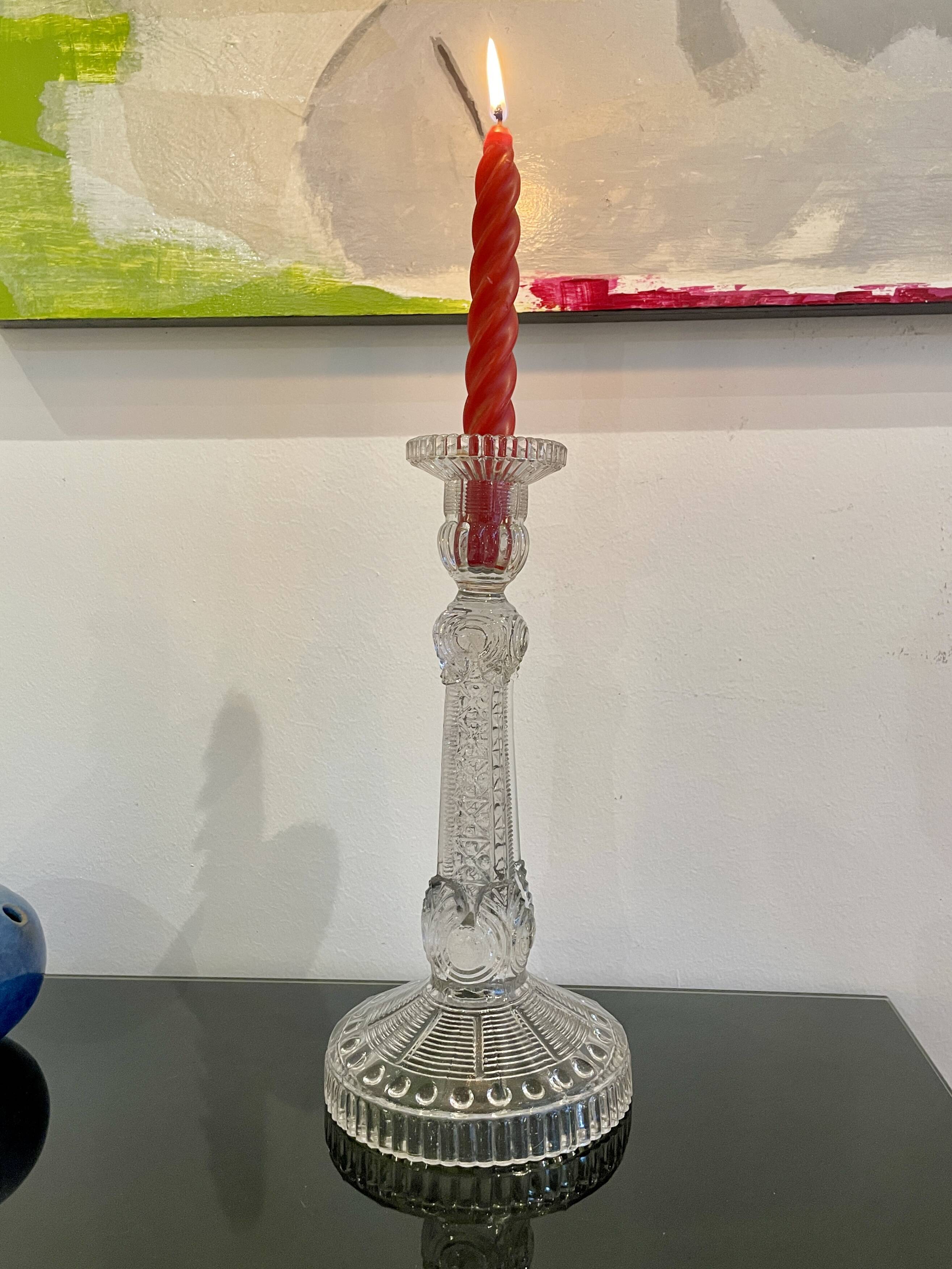 Molded glass candle holder