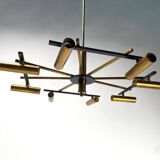 Mid-Century Ceiling Light in Brass & Metal from Stilnovo, Italy, 1950s