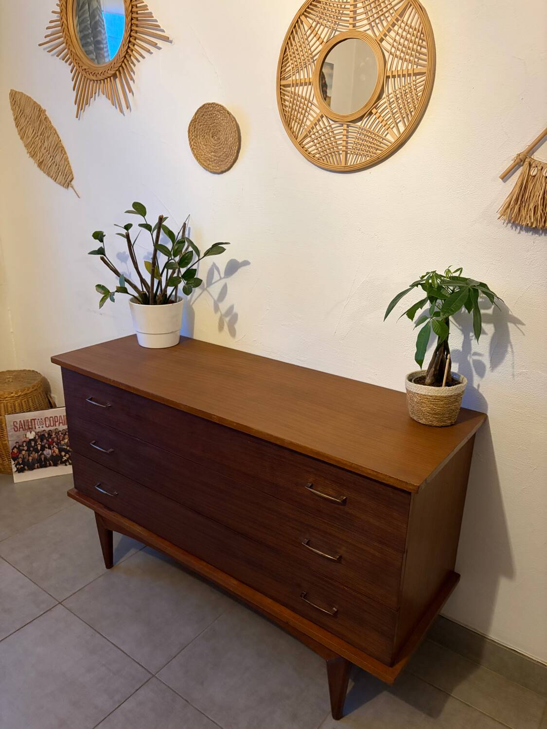Long vintage teak sideboard