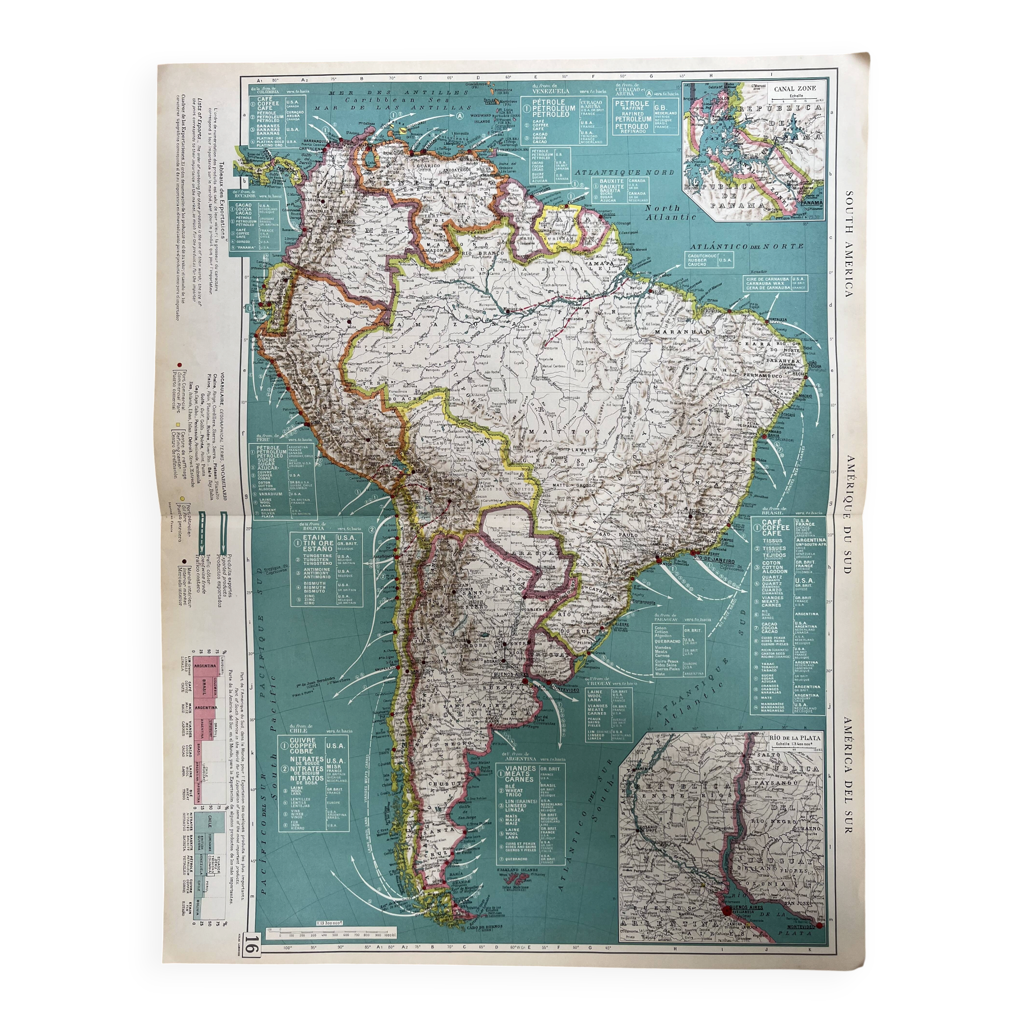 Old map of South America — Trade routes | Brazil, Argentina