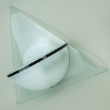 Pair of italian 1980s sconces wall lamps lamperti model illo etched glass and metal