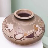 Beige Ceramic Vase by Cianciolo Noma Messina, 1960s Mid-Century Signed Italian Studio Vase