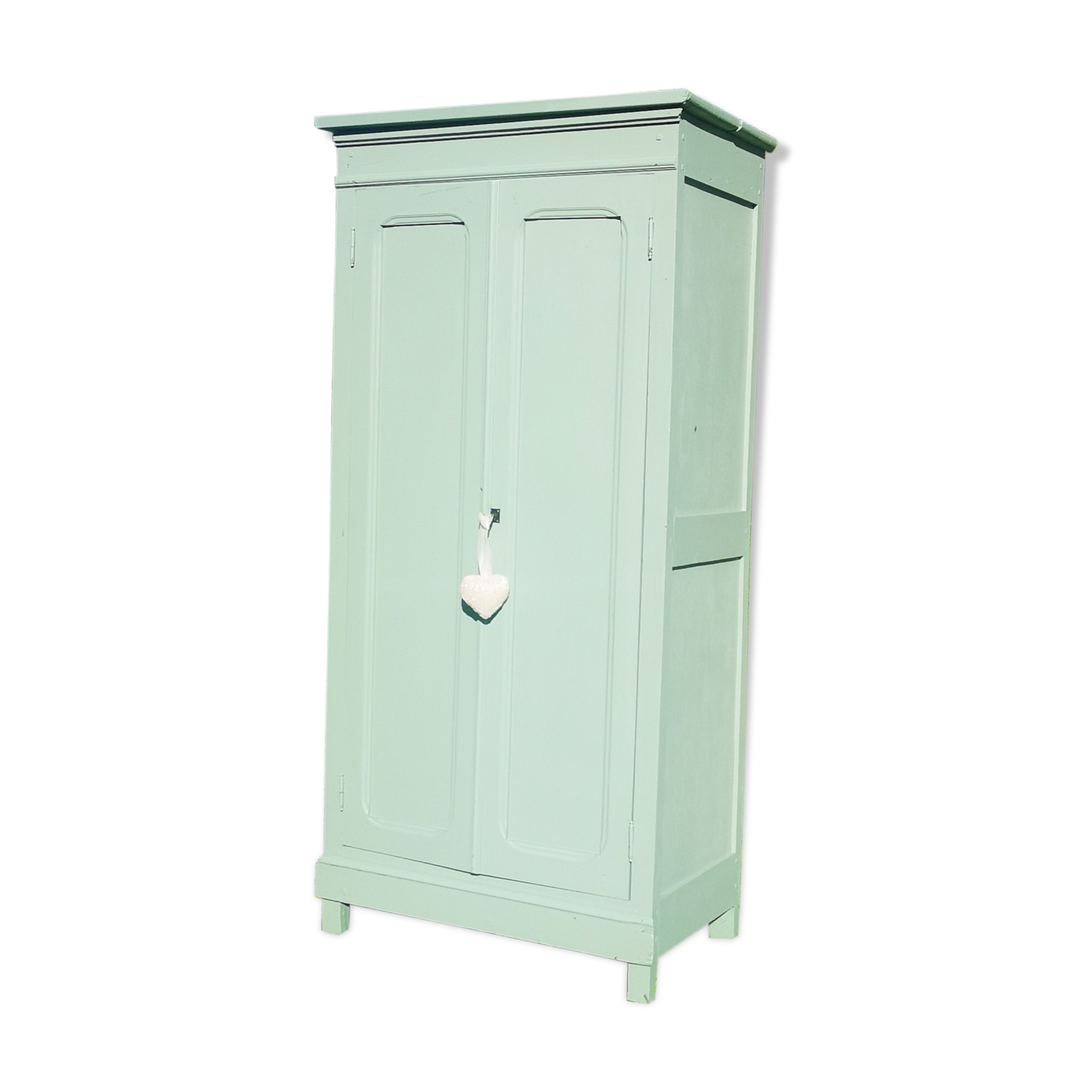Parisian wardrobe in vintage green wood