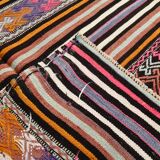 5x8 Kilim Colorful Striped Vintage Wool Kilim Rug, 160x232 Cm