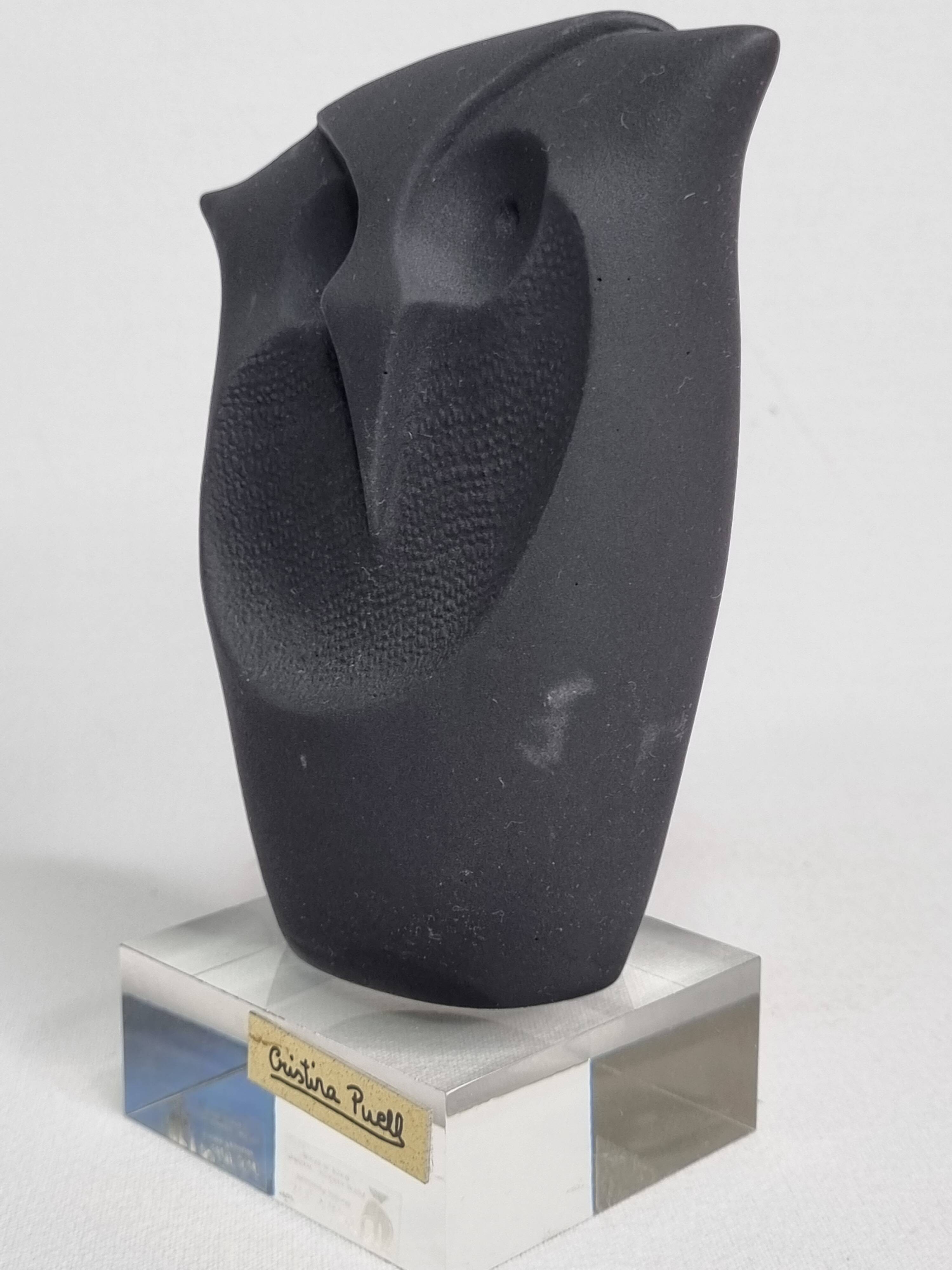 Modern owl sculpture by Cristina Puell, 16 cm