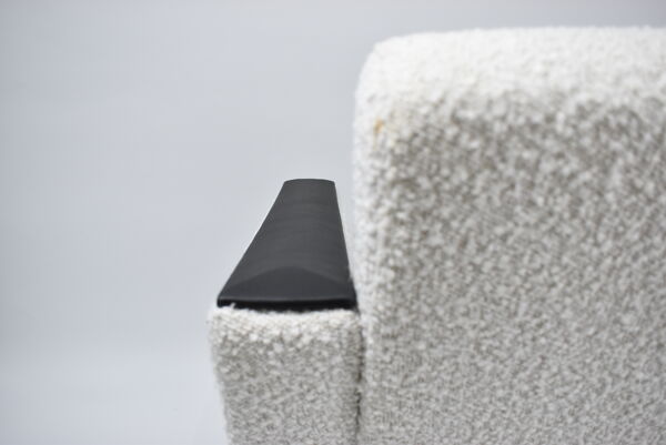 Fauteuil vintage Deutsche Democratic Republic DDR, années 1960, Bouclé blanc