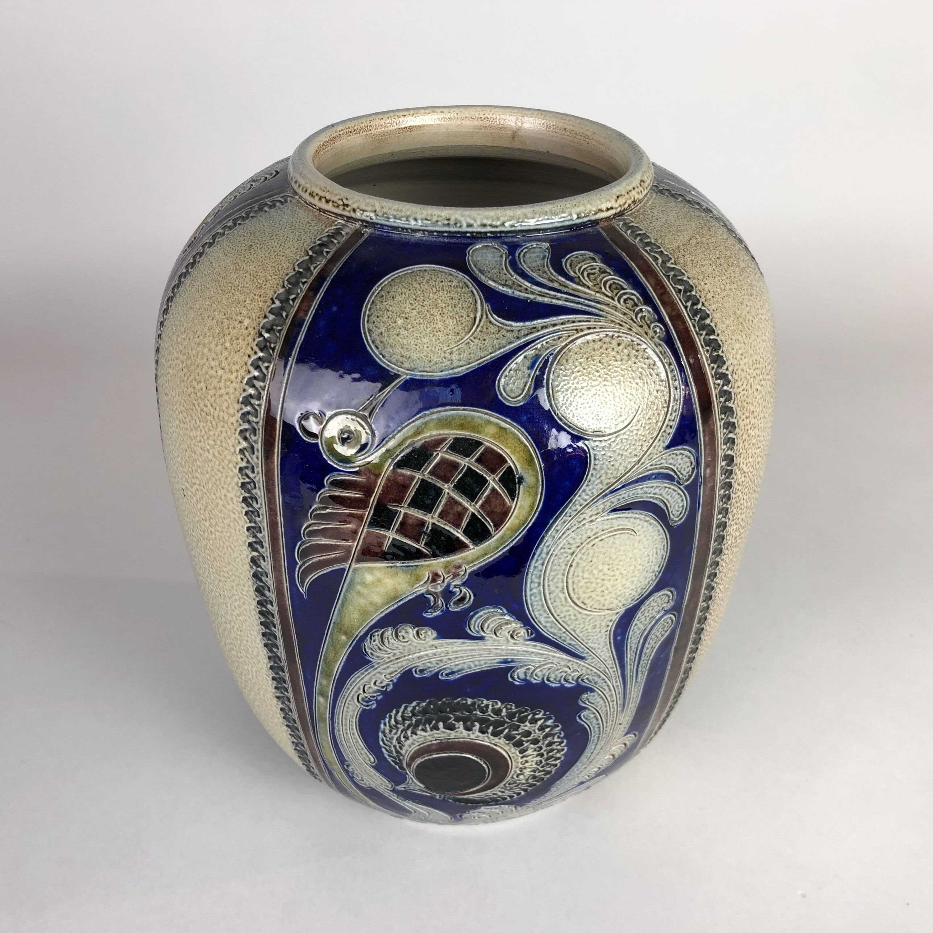 Vintage Ceramic Vase with Peacock, 1970's