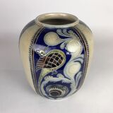 Vase en céramique vintage avec paon, années 1970