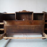 Louis XV style bed / regency in solid wood stained with cozy headboard.