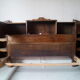 Louis XV style bed / regency in solid wood stained with cozy headboard.