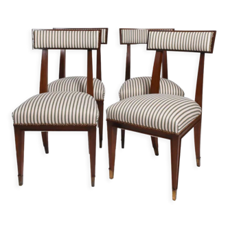 Set of four oak and bronze chairs, 1940