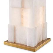 Pair of table lamps in alabaster and patinated brass
