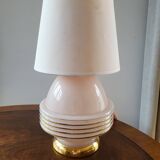 Lampe à tafel art déco, verre clichy rosé avec couleur goudkleurige afwerking, Frankrijk