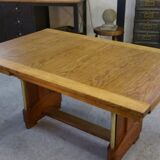 Large solid oak art deco table by Henri Bonjour 1930s