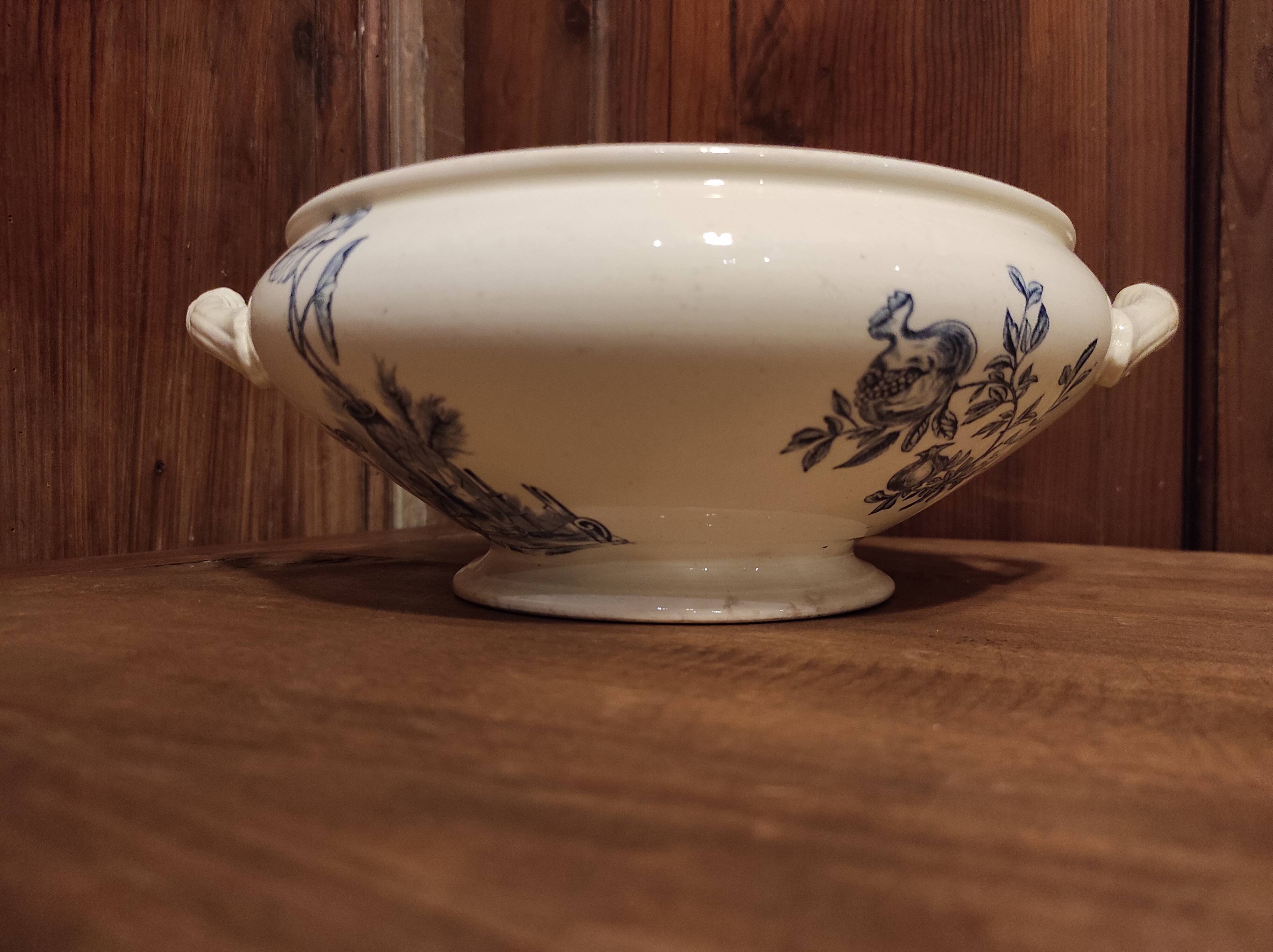 French vintage soup tureen, R. Lafitte, Terre de Fer, Salins