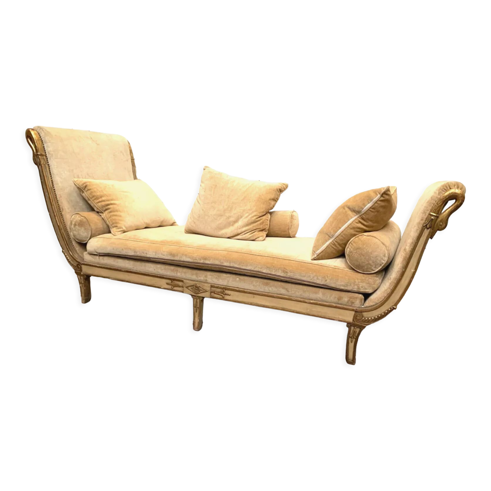 Empire style daybed in patinated and gilded wood XX century
