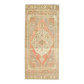 Vintage Turkish Oushak Handmade Wool Cotton Orange Runner Rug 129x290